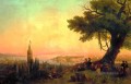 Ivan Aivazovsky view of constantinople by evening light mountain
